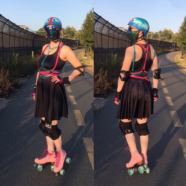 Skater Dress with Harness and Pink Skates — Roller Skating Outfits