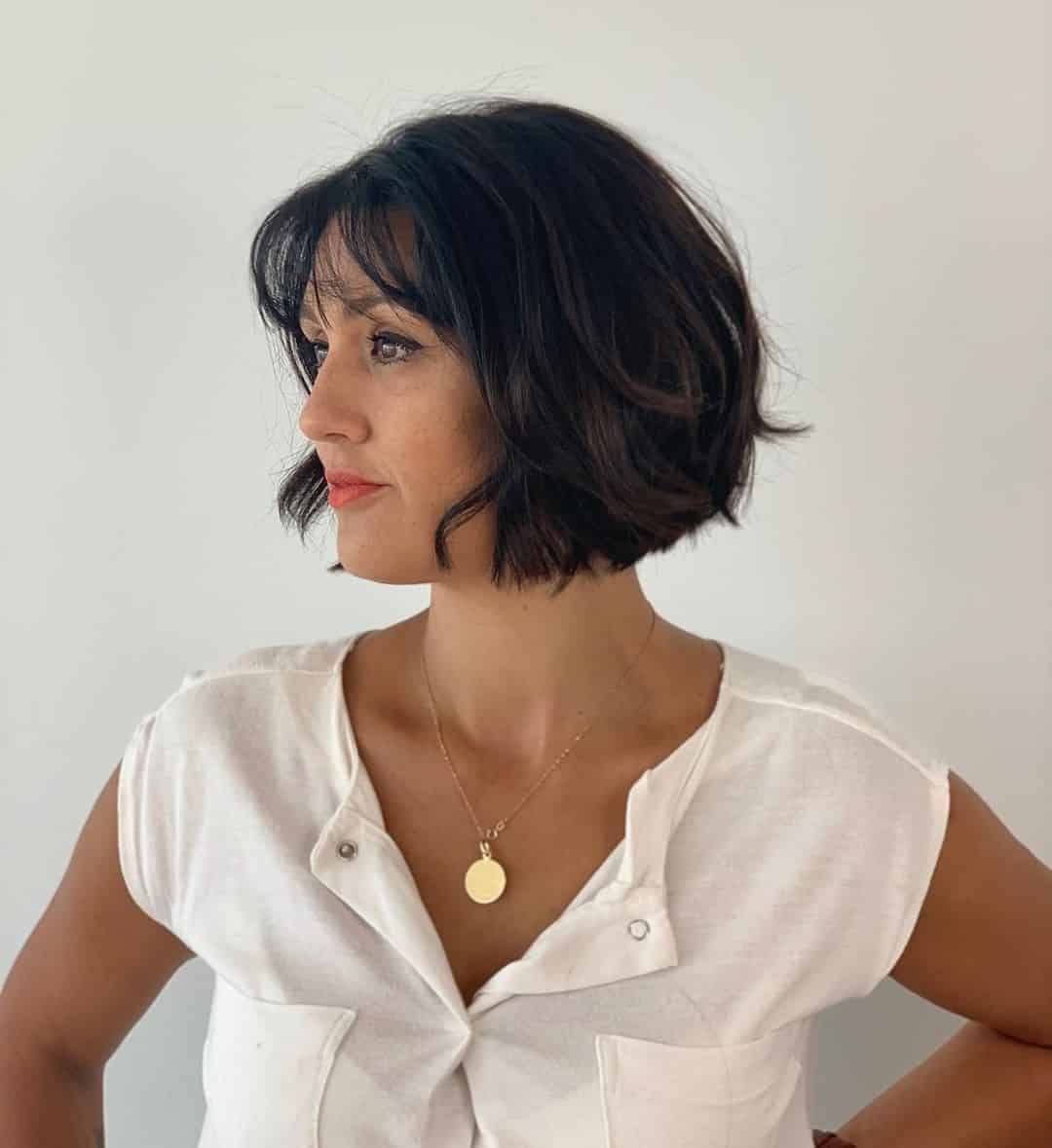 Chin Bob With Blunt Bangs Chin Bob With Blunt Bangs — Haircuts for Women Over 40