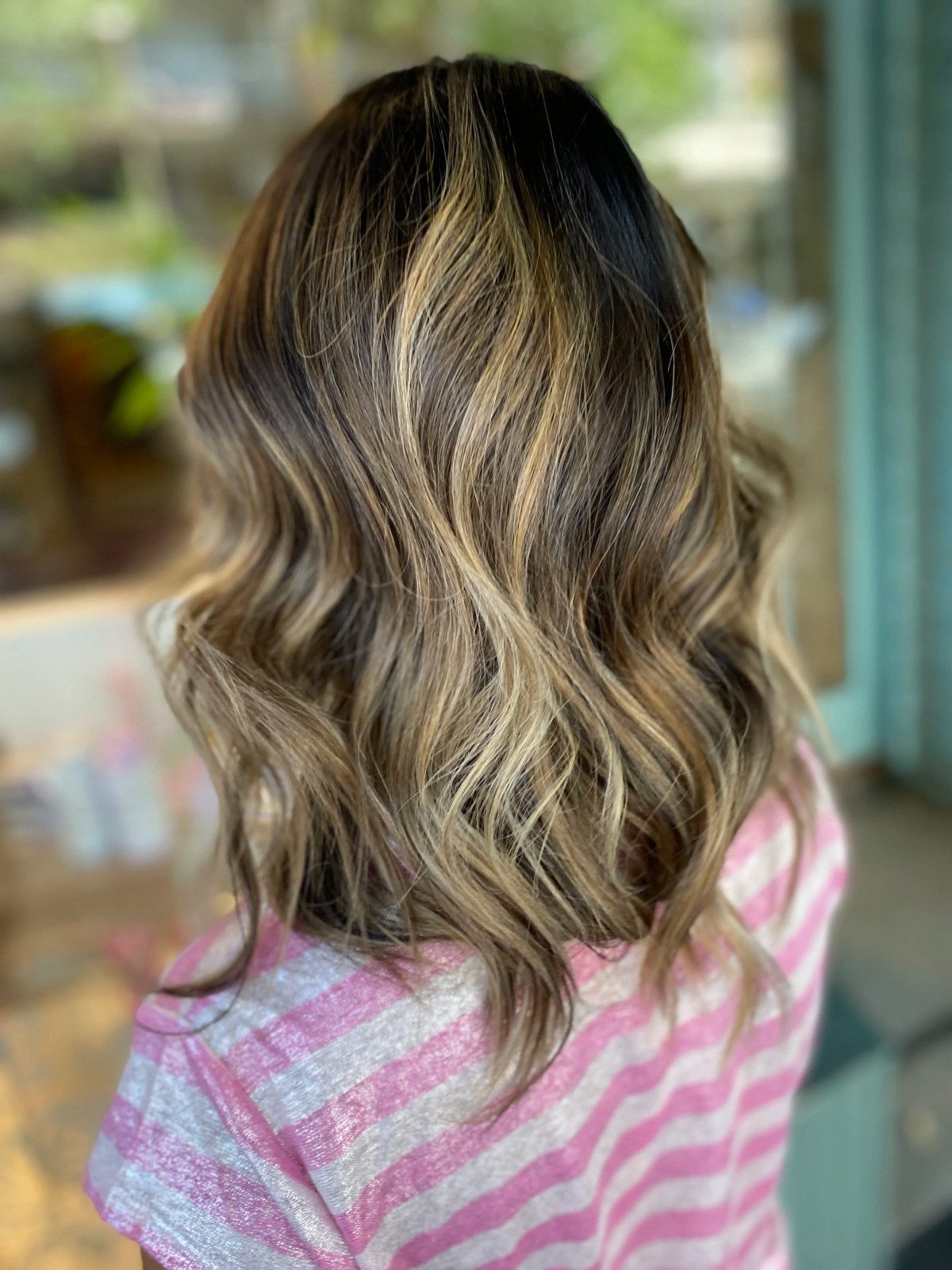 Dark Brown Lob With Caramel Highlights Dark Brown Lob With Caramel Highlights — Babylights