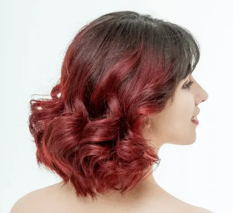 Vibrant Ruby Red Chin Bob With Blunt Bangs — Ruby Red Hair