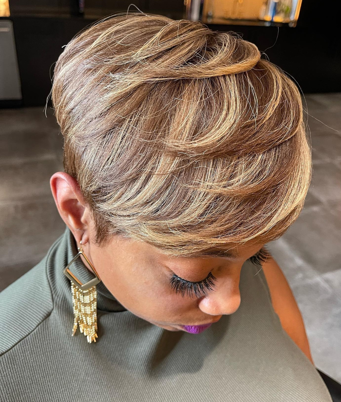 Pixie With Blonde Highlights Pixie With Blonde Highlights — Blonde Hair on Black Women