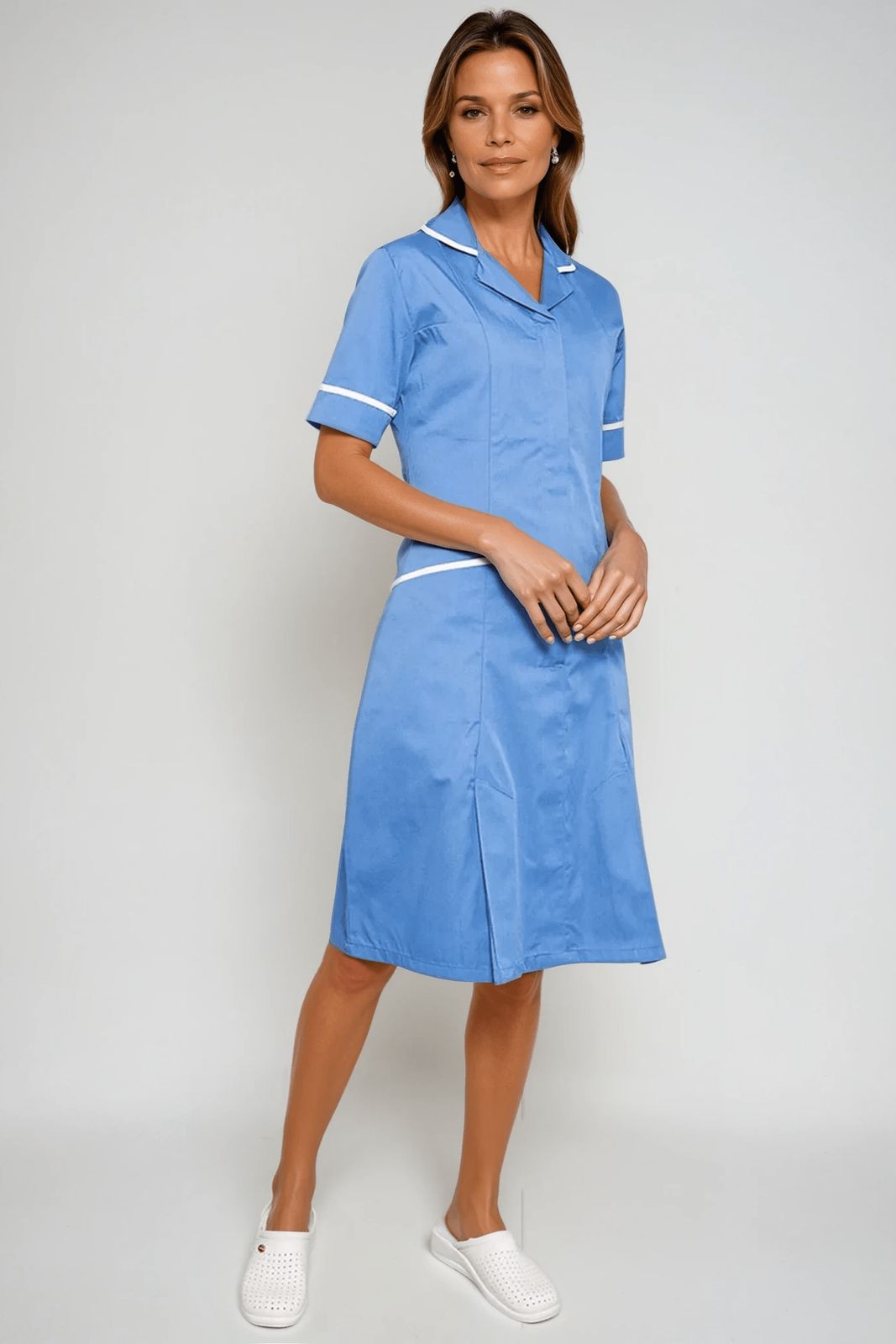 Classic Blue Nurse Dress with White Piping Classic Blue Nurse Dress with White Piping — Nurse Outfits