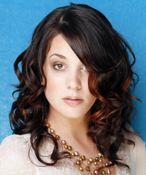 Subtle Red Highlights on Thick Curls Subtle Red Highlights on Thick Curls — Red Highlights on Black Hair