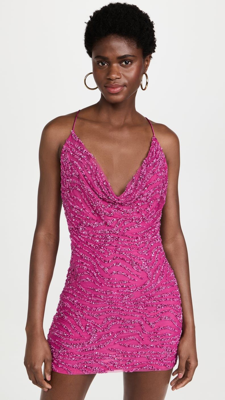 Hot Pink Sequin Mini Dress with Cowl Neck — Vegas Club Outfits