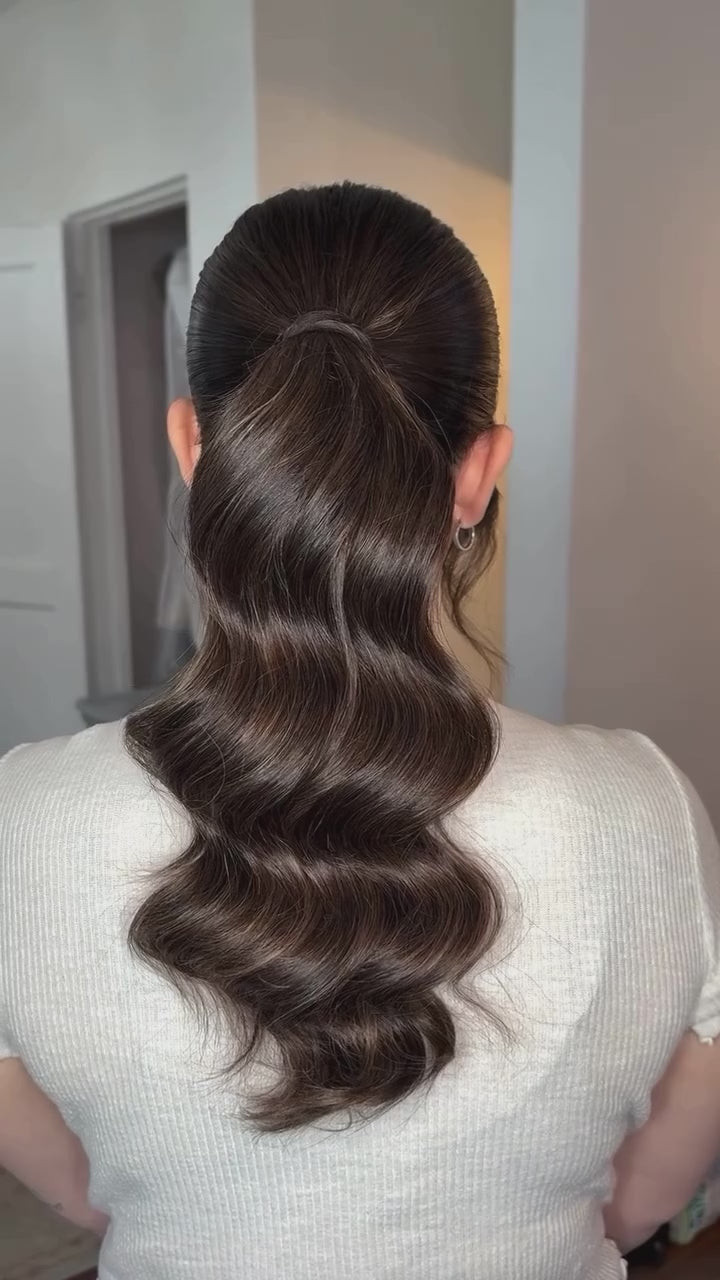 Dark Brown Ponytail With Deep Waves Dark Brown Ponytail With Deep Waves — Frontal Ponytail