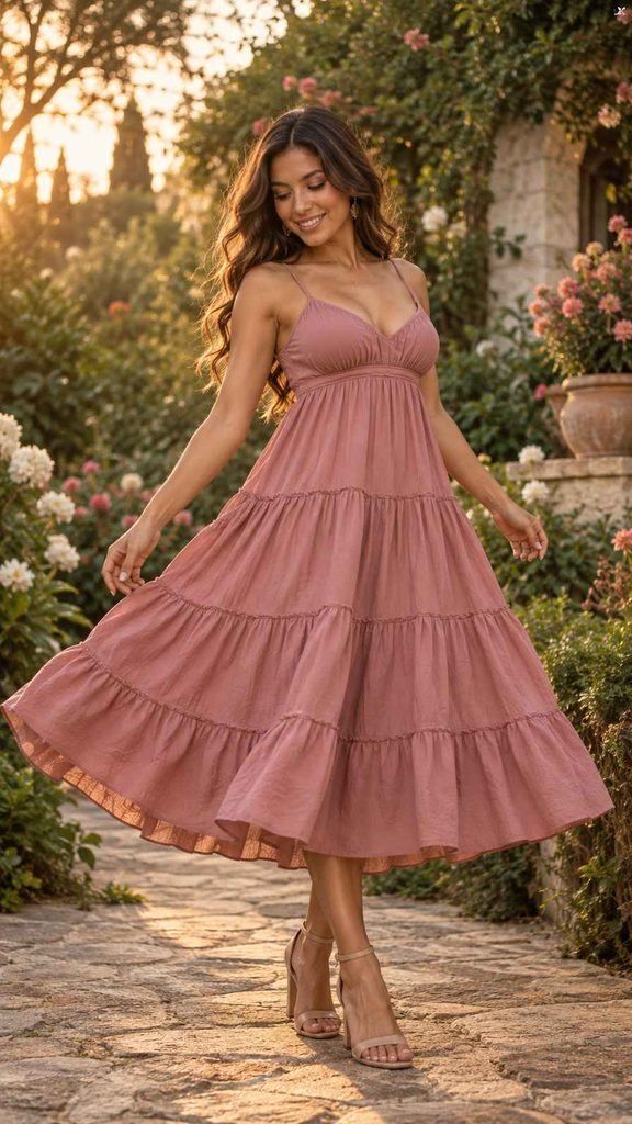 Bohemian Flow: Tiered Maxi Dress with Empire Waist Bohemian Flow: Tiered Maxi Dress with Empire Waist — Outfits for Small Bust