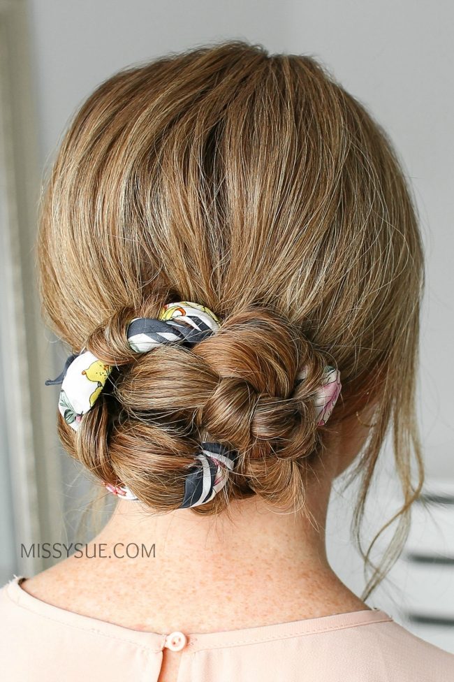 Braided Bun with Floral Scarf — Scarf Hairstyles