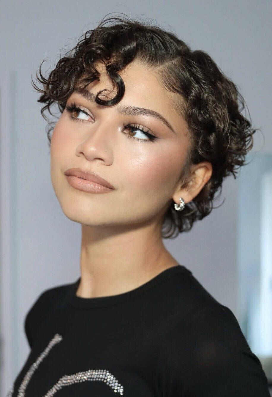 Defined Curls Dark Brown Bixie Crop Defined Curls Dark Brown Bixie Crop — Bixie Haircut