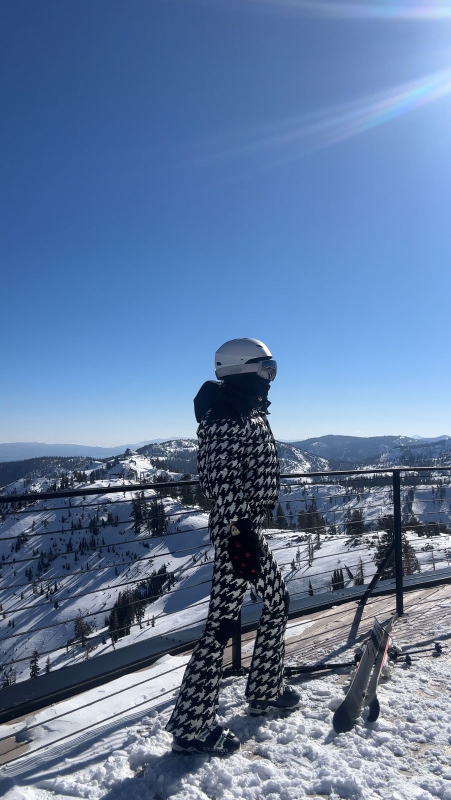 Houndstooth Ski Suit for a Stylish Day on the Slopes — Lake Tahoe Outfits