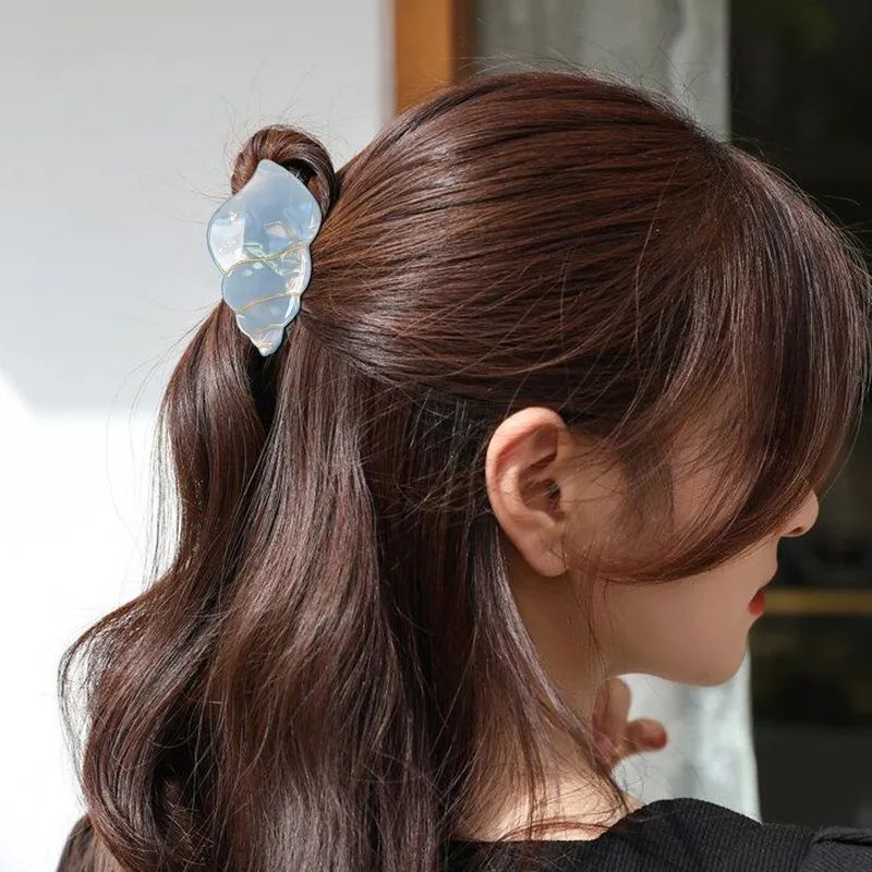 Dark Brown Half-Up With Iridescent Clip — Claw Clip Hairstyles