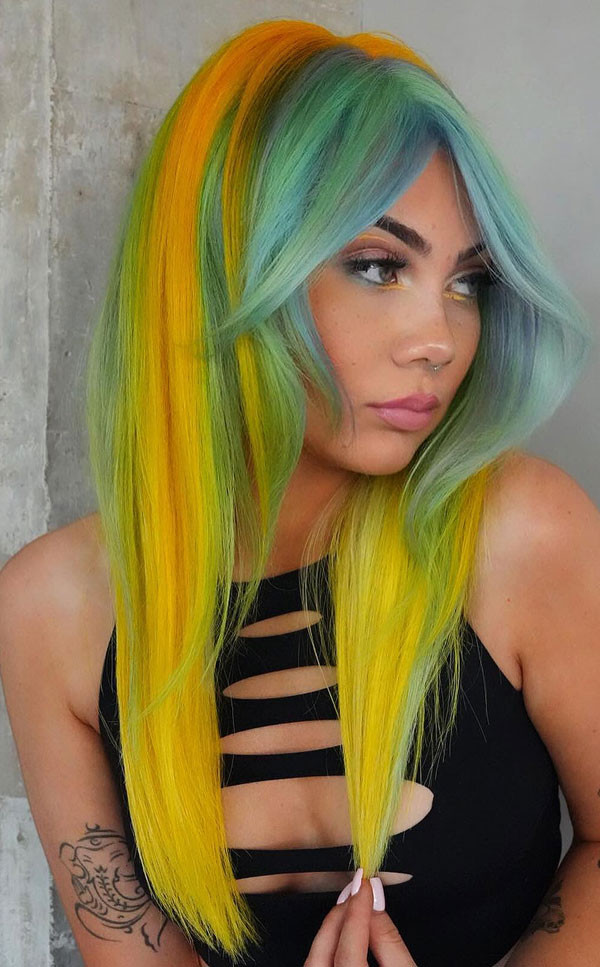 Shoulder Layers With Aqua Multi-Color — Aqua Hair