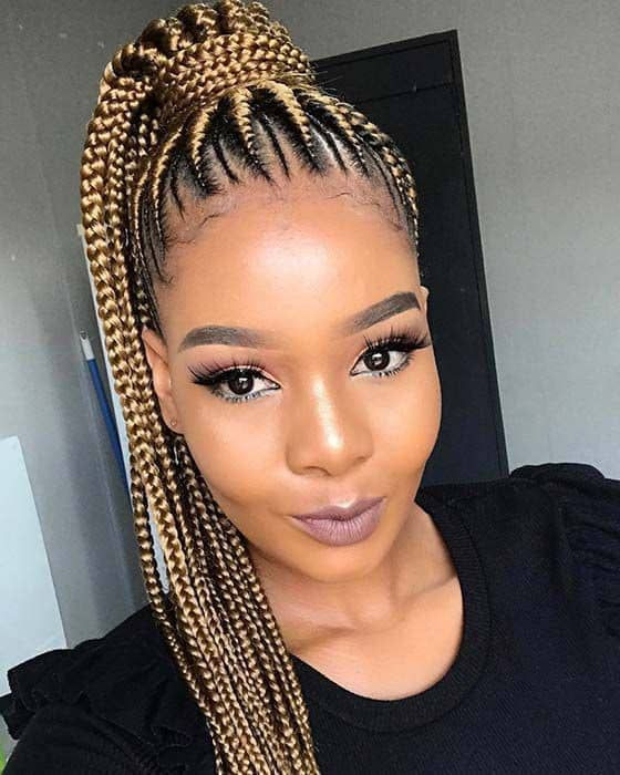 Cornrow Ponytail With Dimension Highlights Cornrow Ponytail With Dimension Highlights