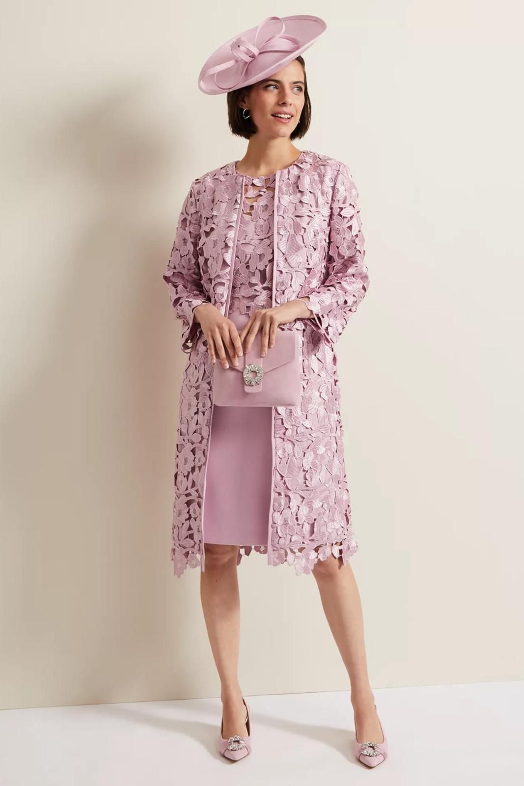 Lilac Lace Jacket and Sheath Dress Set — Grandmother of the Bride Outfits