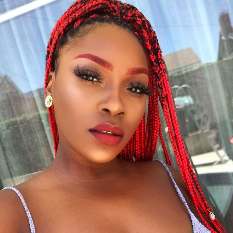 Striking Red Box Braids Bold Look — Red Braids