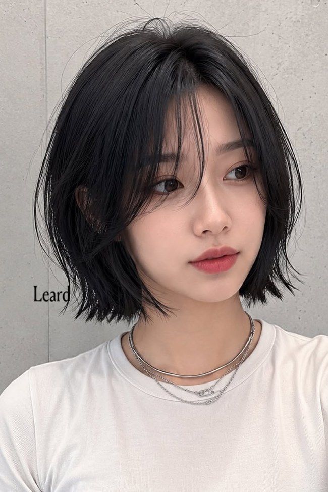 Black Layered Bob With Curtain Bangs