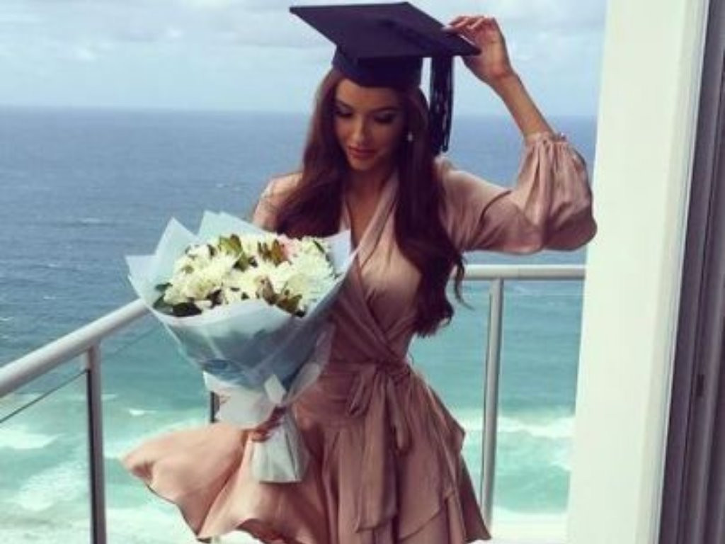 Blush Pink Satin Wrap Dress with Balloon Sleeves — Graduation Dresses