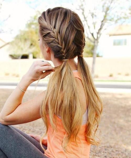 Fishtail Braids into Pigtails — Sports Hairstyles