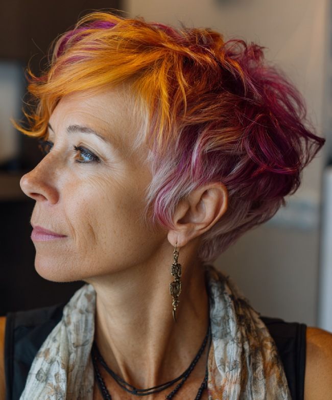 Orange and Magenta Pixie Cut Orange and Magenta Pixie Cut — Hair Color for Women Over 50
