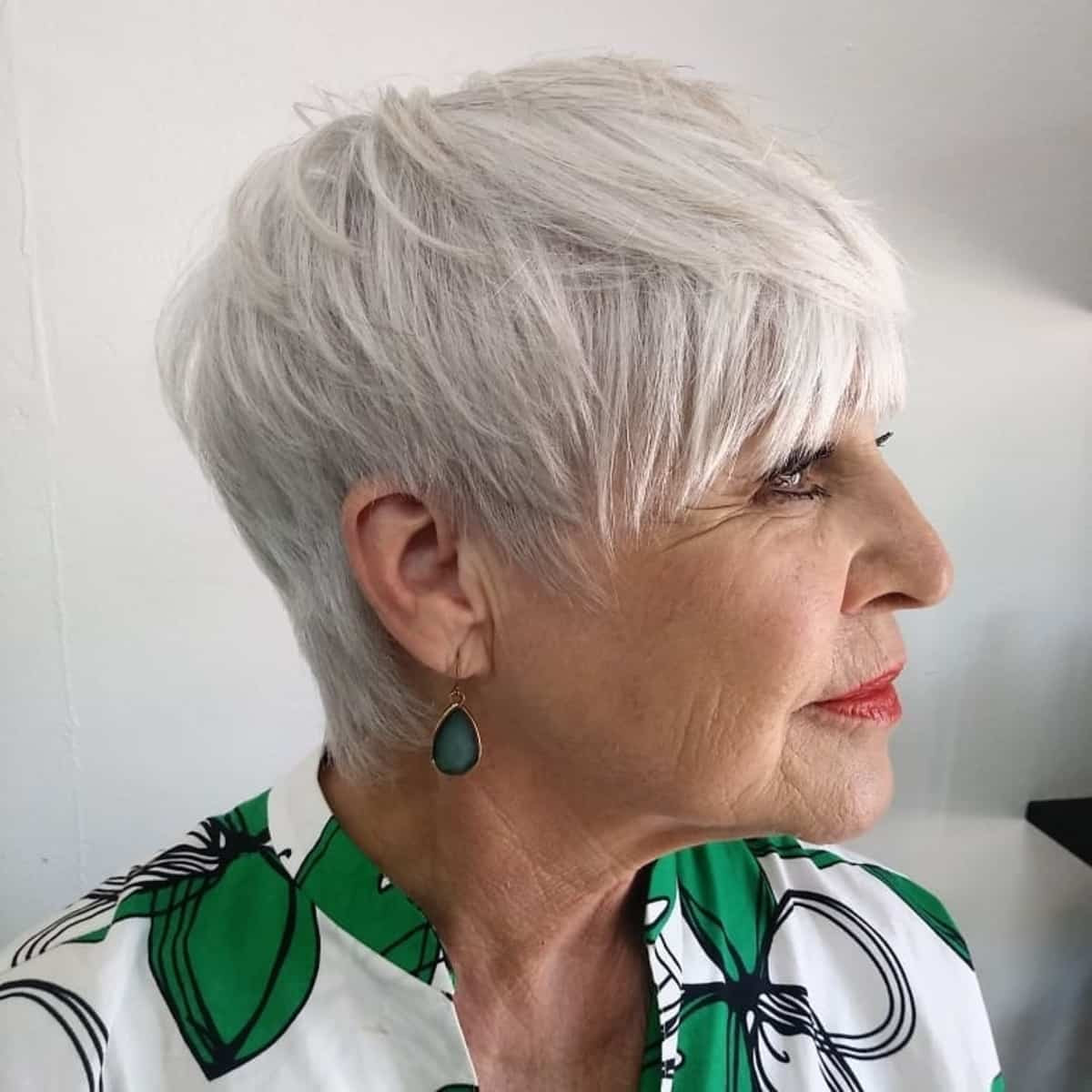 Smooth Gray Pixie With Short Bangs Smooth Gray Pixie With Short Bangs
