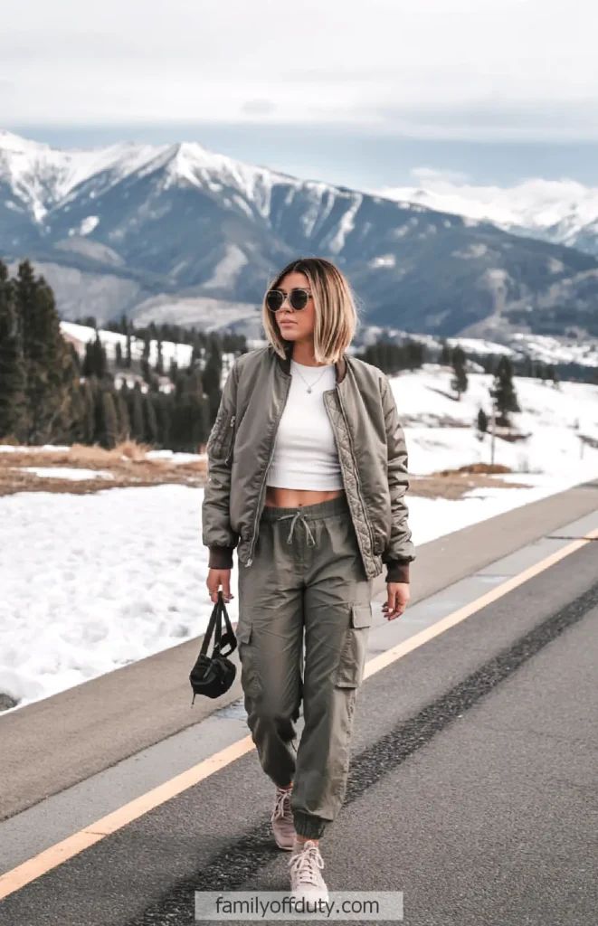 Functional Bomber Jacket and Cargo Pants for Adventure Functional Bomber Jacket and Cargo Pants for Adventure — Road Trip Outfits