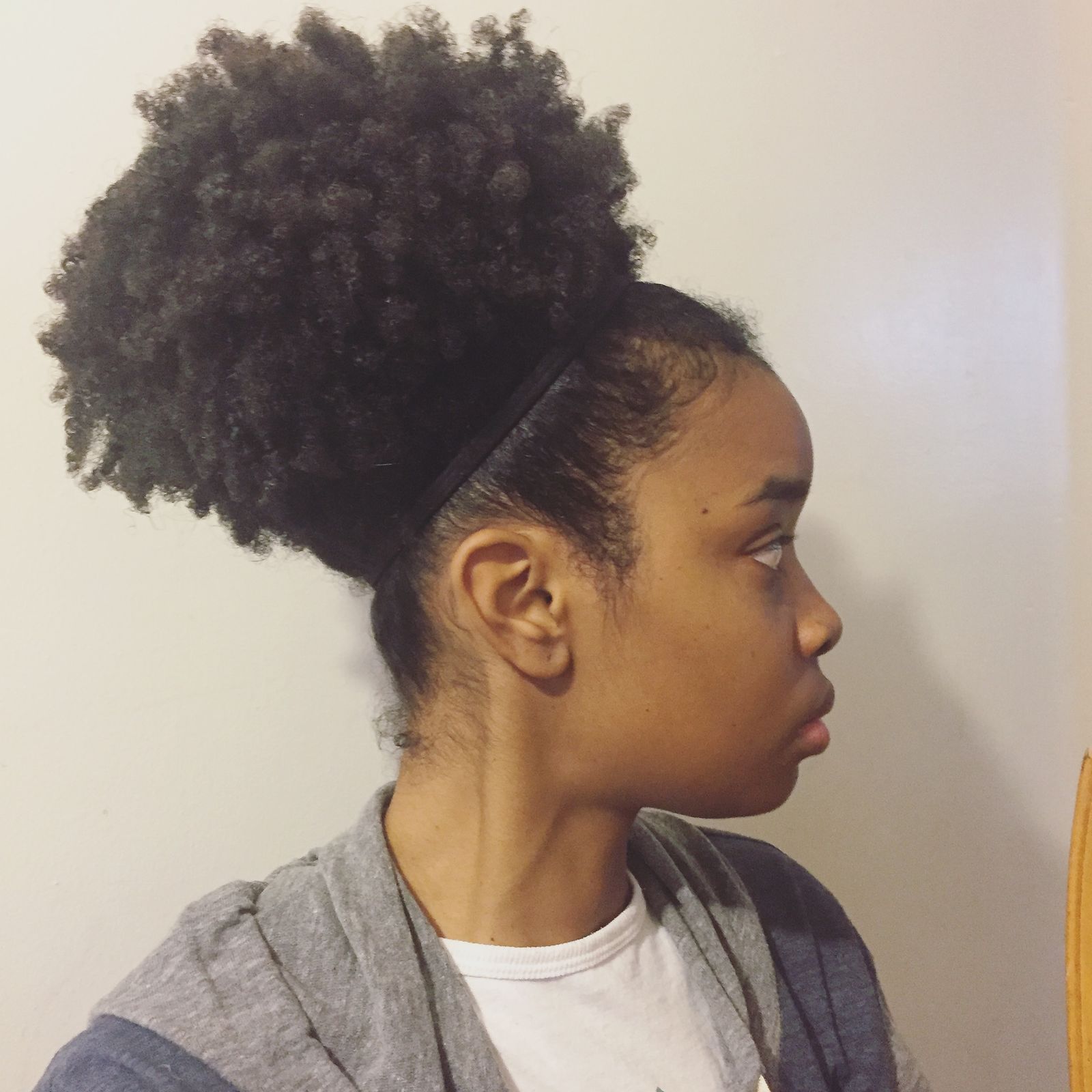 Large Rounded Afro Puff With Headband — High Puff