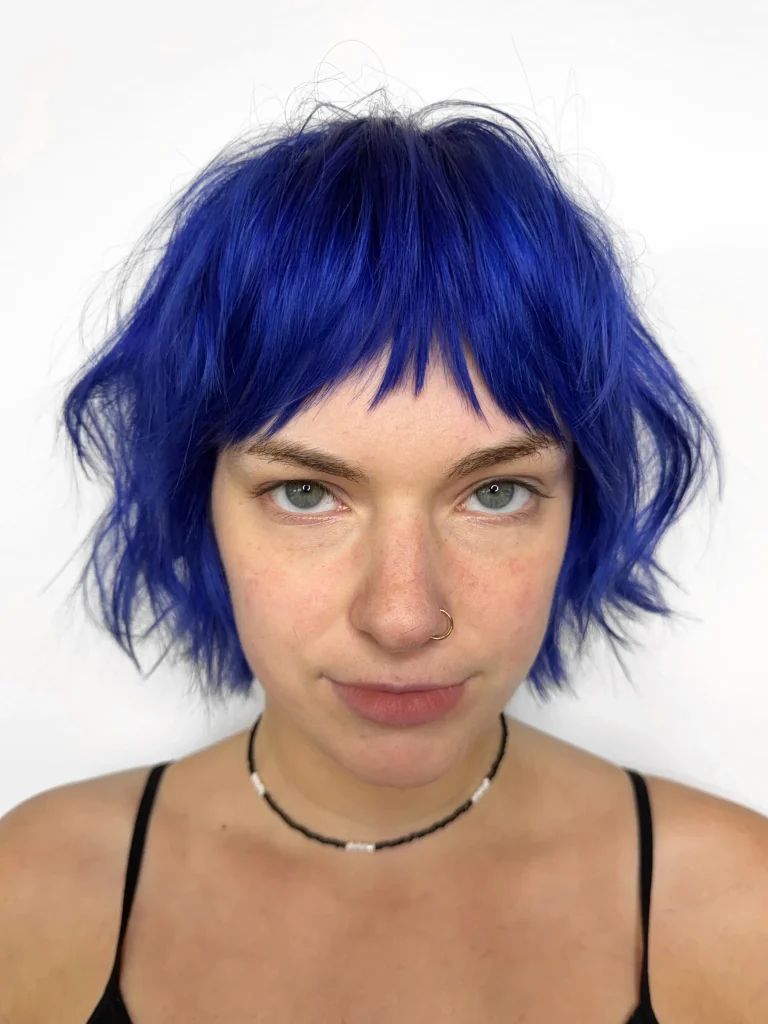 Electric Blue Shaggy Bob Electric Blue Shaggy Bob — Electric Blue Hair