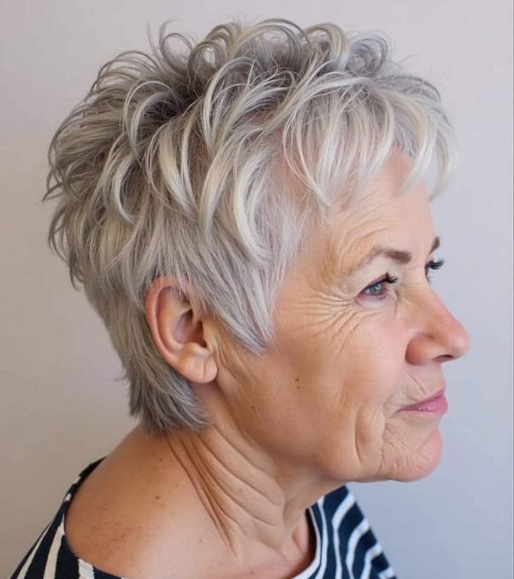Textured Silver-Grey Pixie Textured Silver-Grey Pixie — Hair Color for Women Over 60