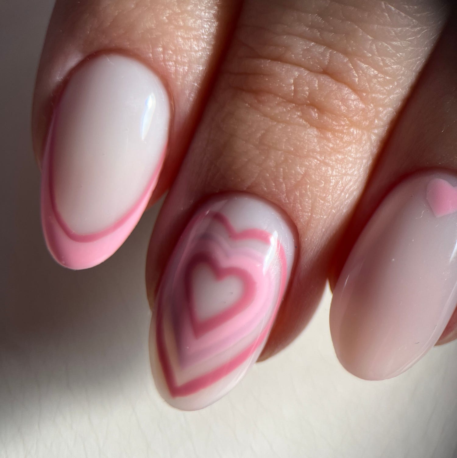 Milky Pink Double French Heart Marble Milky Pink Double French Heart Marble — Mom Nails