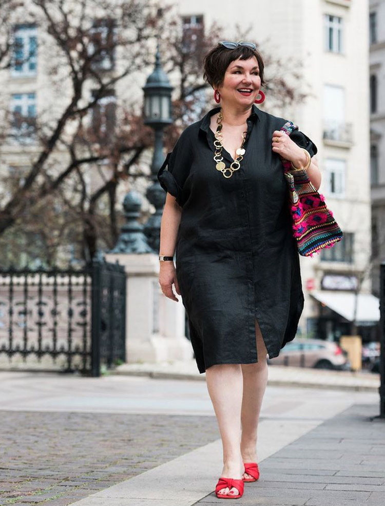 Versatile Black Linen Oversized Shirt Dress Versatile Black Linen Oversized Shirt Dress — Dresses for Women Over 40