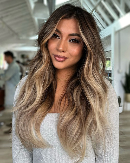 Angled Bob With Subtle Blonde Shadow Root Angled Bob With Subtle Blonde Shadow Root