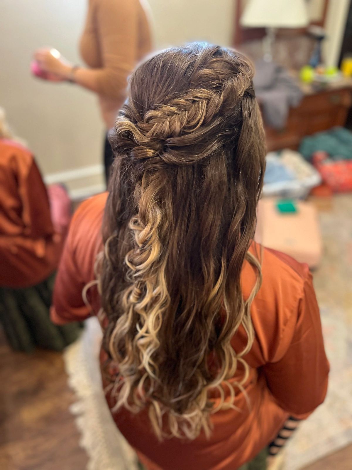 Dark Brown With Blonde Highlights Visual Idea — Boho Braided Wedding Hair