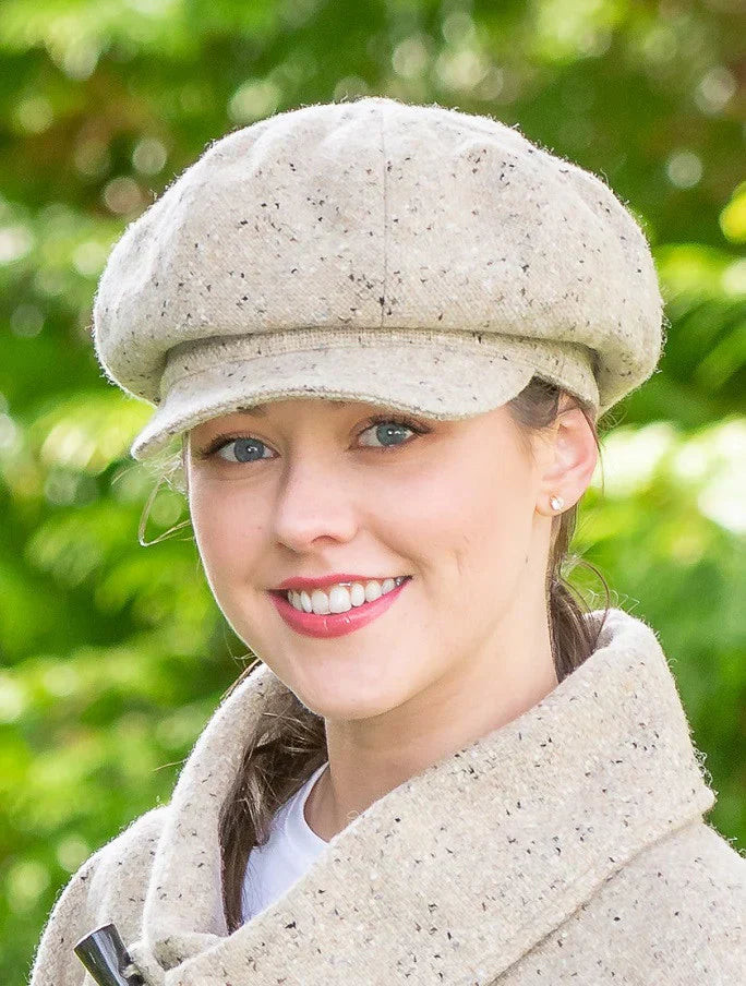 Neutral Tones: Cream Newsboy Cap with Textured Coat — Newsboy Cap Outfits