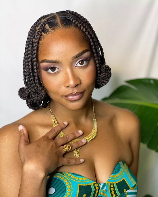 Braided Bob with Bantu Knots Braided Bob with Bantu Knots