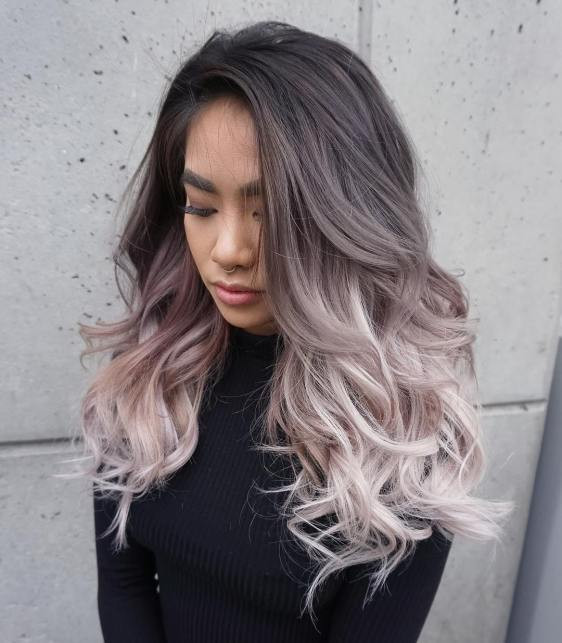 Mid-Back Dark Brown to Ash Blonde Ombre Mid-Back Dark Brown to Ash Blonde Ombre — Hair Color for Asian Hair