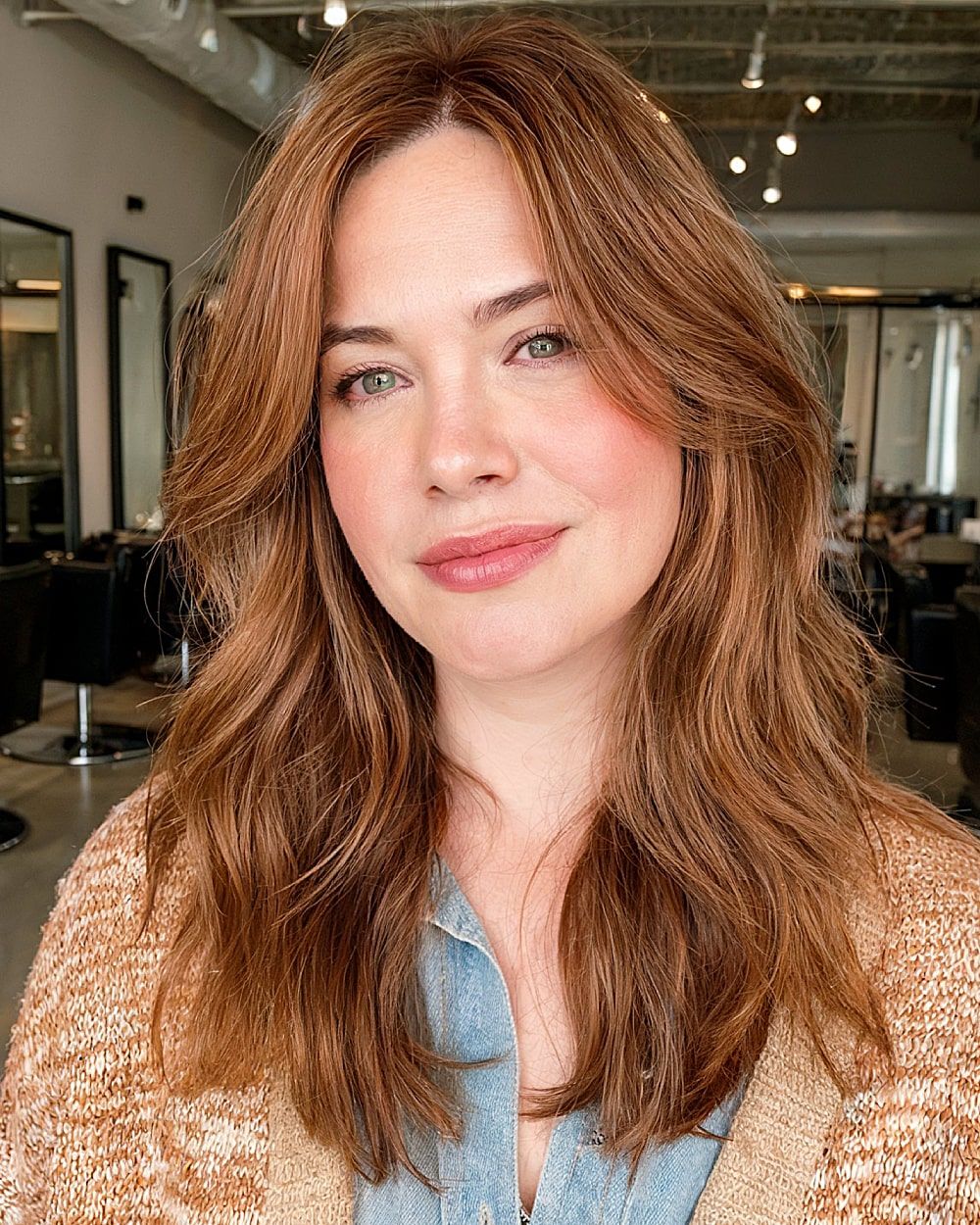 Shoulder Length Layers In Copper Red Shoulder Length Layers In Copper Red — Hairstyles for Round Faces