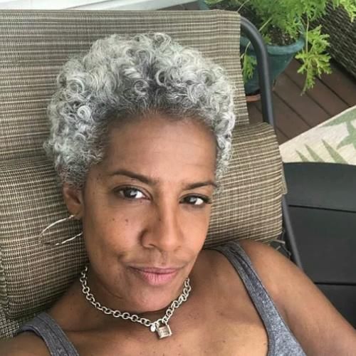 Voluminous Gray Curly Pixie Voluminous Gray Curly Pixie — Gray Natural Hair
