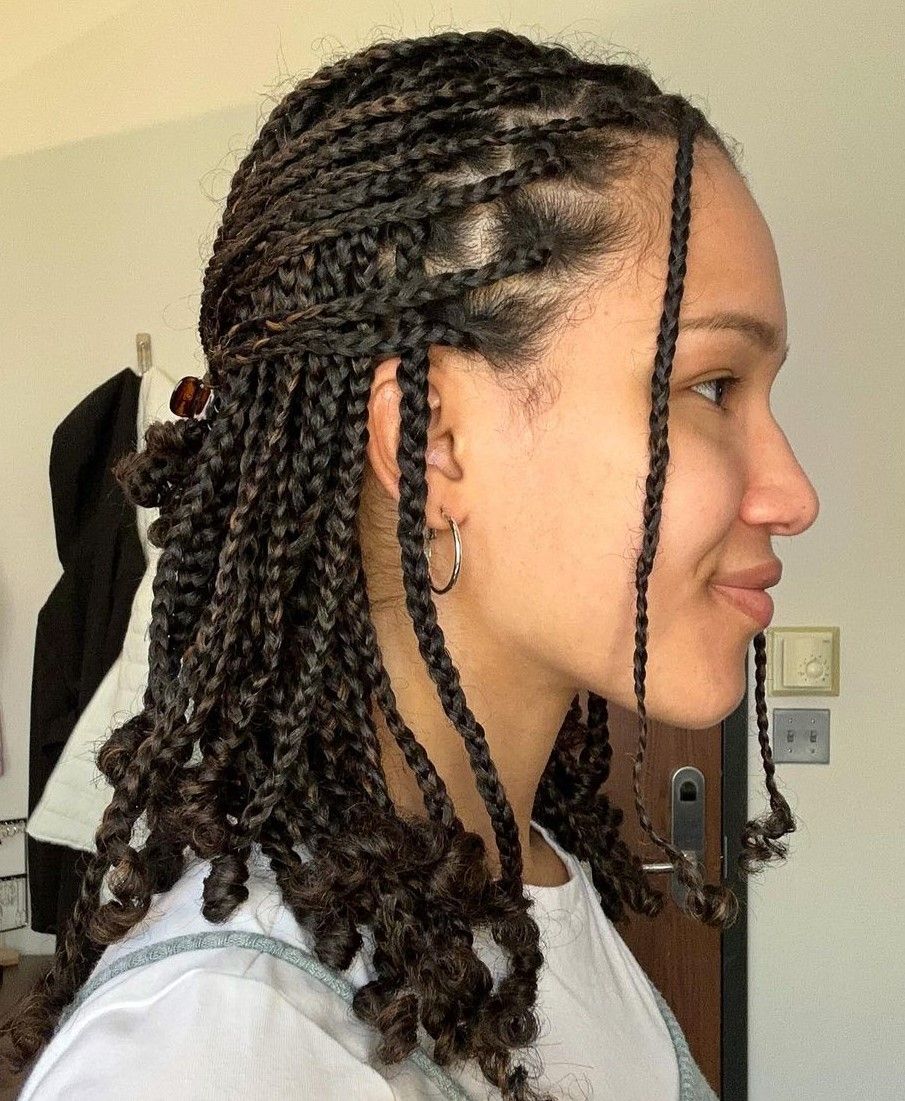 Mid-Back Braided Crown With Coily Curls — Half Up Half Down Natural Hair