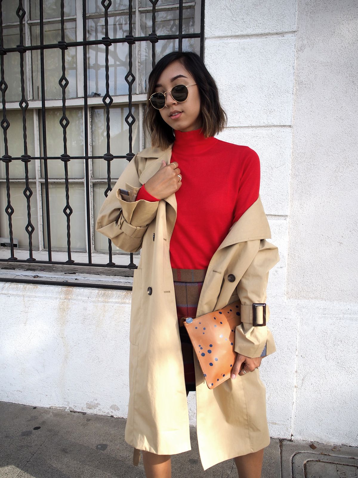 Autumn Plaid Mini Skirt with Trench Coat and Loafers Autumn Plaid Mini Skirt with Trench Coat and Loafers — Plaid Skirts