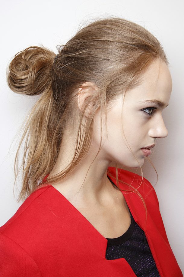 Casual Messy Bun with Wispy Bangs — Lazy Day Hairstyles