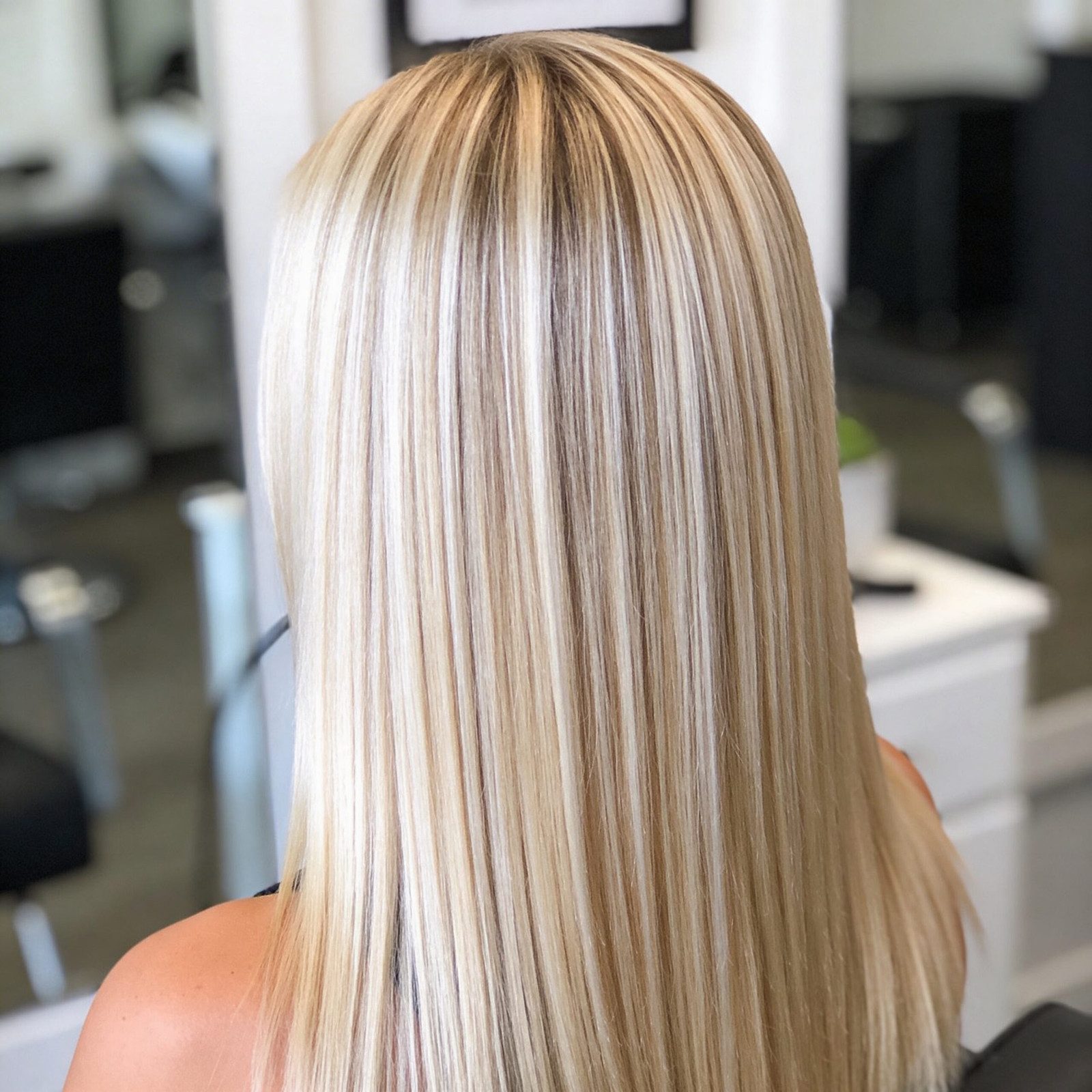 Straight Cut Platinum With Precision Ash Blonde Highlights Straight Cut Platinum With Precision Ash Blonde Highlights