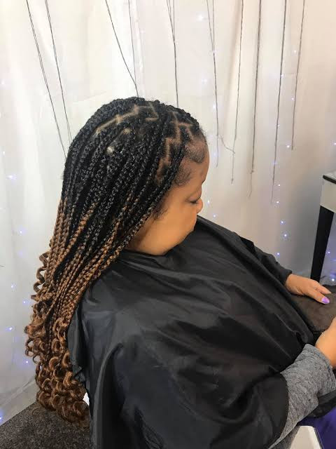 Collarbone Length Ombre Knotless Braids — Knotless Braids with Curls