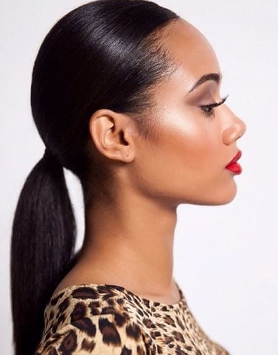 Dark Brown Sleek Ponytail At The Nape — Sleek Low Ponytail