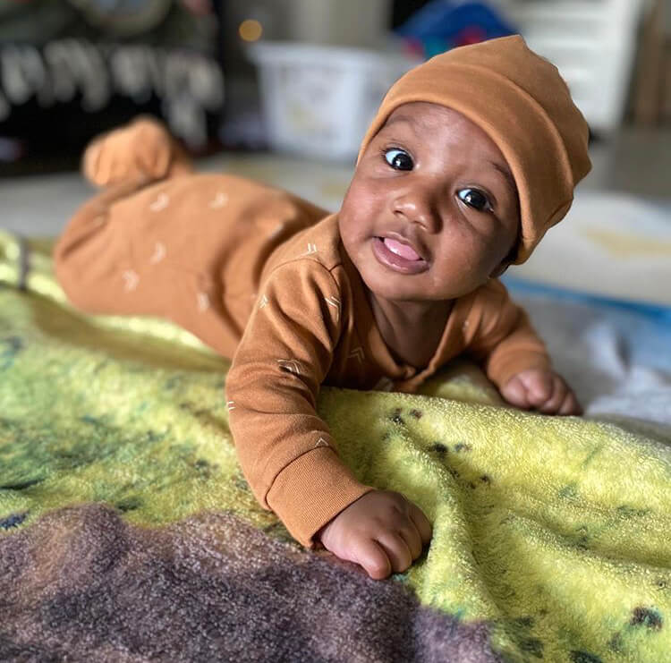 Charming Tan Moon Print Onesie and Beanie Set Charming Tan Moon Print Onesie and Beanie Set — Baby Outfits