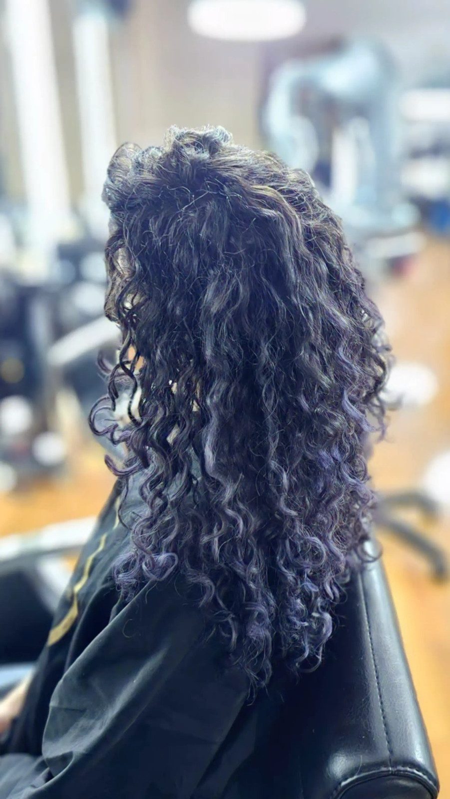 Subtle Purple Highlights in Thick Curly Hair Subtle Purple Highlights in Thick Curly Hair — Purple Highlights on Black Hair