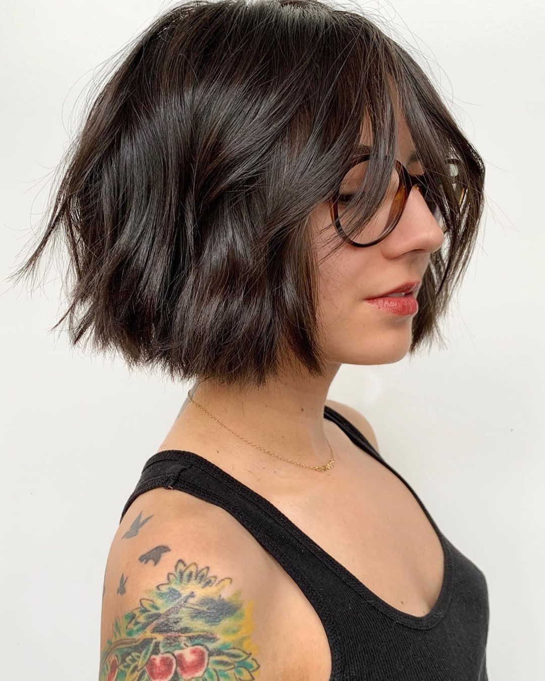 Textured Bob with Choppy Bangs Textured Bob with Choppy Bangs — Bob with Glasses
