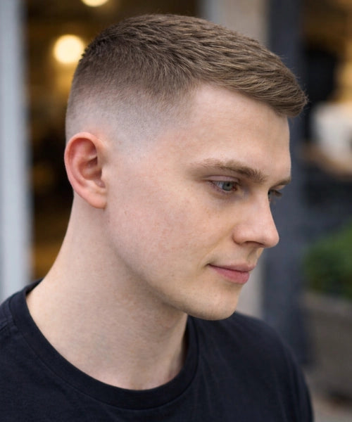 Textured Crew Cut With Clean Fade — Mens Haircuts