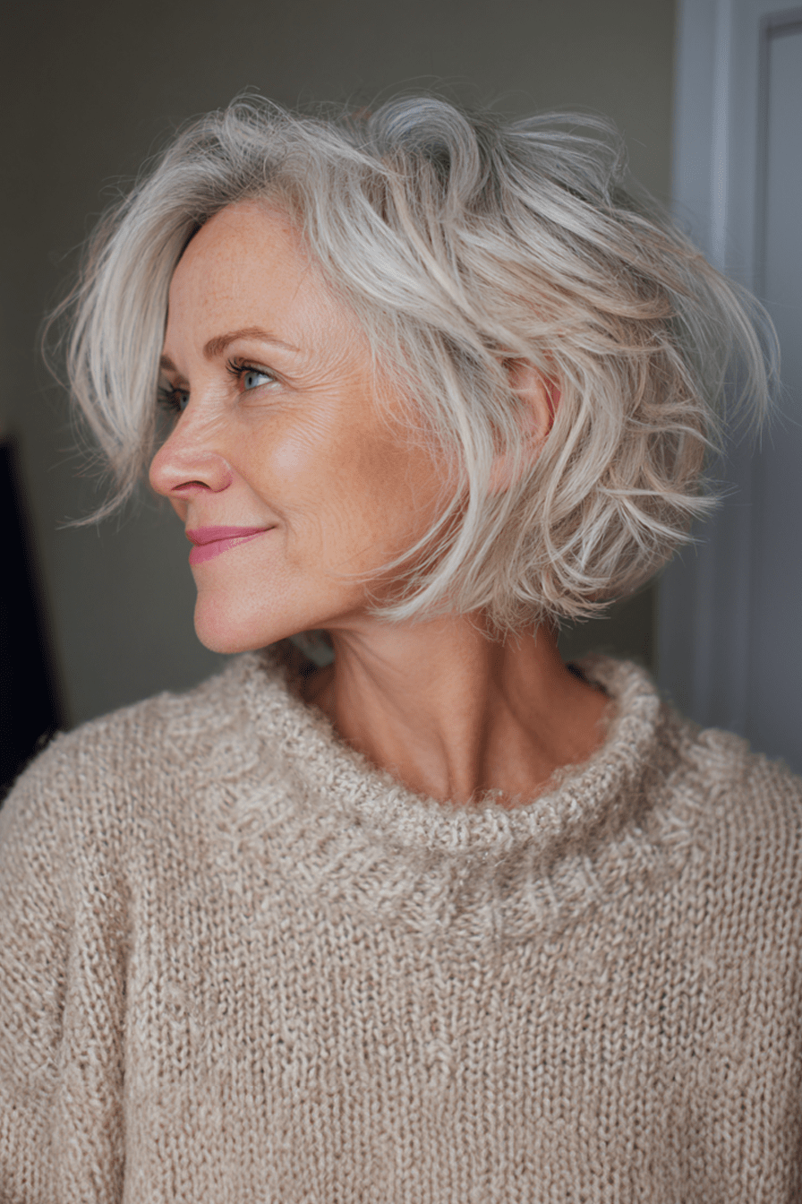 Tousled Crown on Ash Blonde Pixie Bob Tousled Crown on Ash Blonde Pixie Bob — Haircuts for Women Over 60
