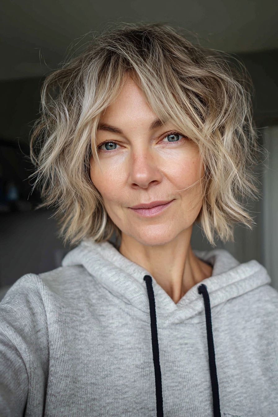 Ash Blonde Shaggy Bob Fine Texture Ash Blonde Shaggy Bob Fine Texture