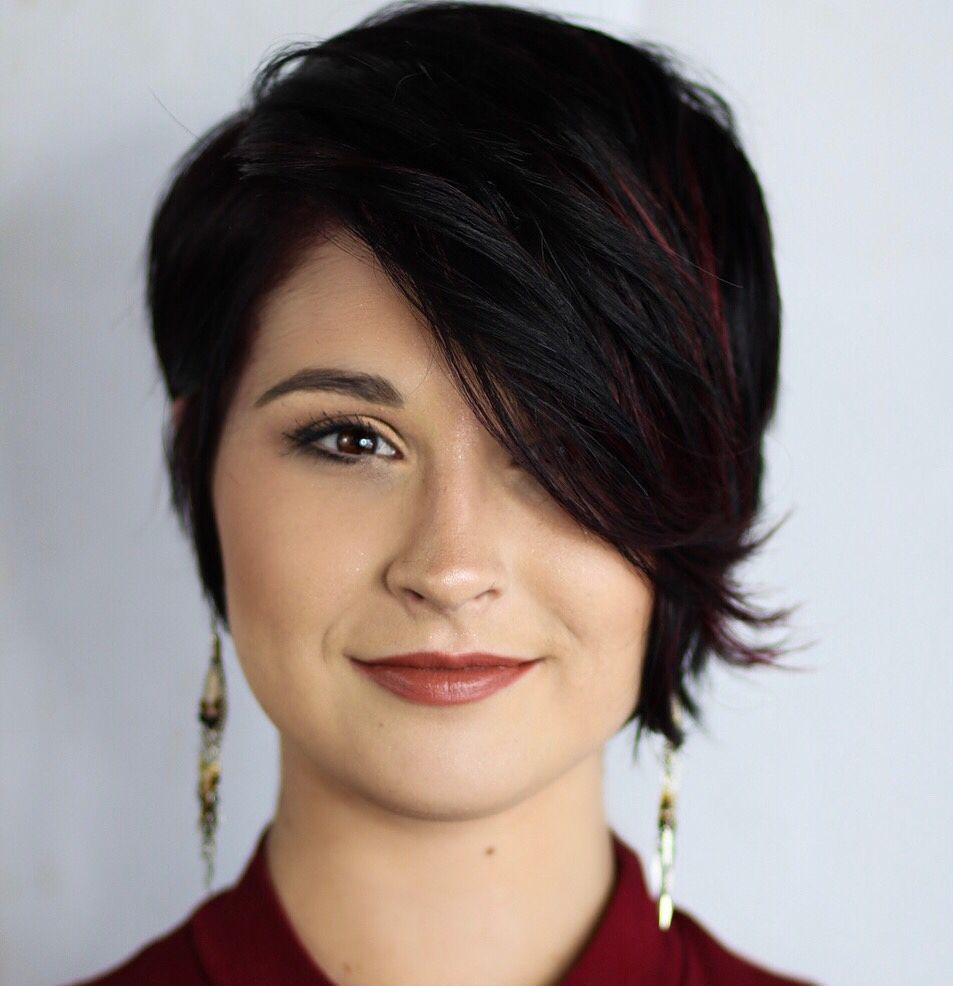 Dark Brown Pixie With Asymmetrical Fringe Dark Brown Pixie With Asymmetrical Fringe — Haircuts for Square Faces