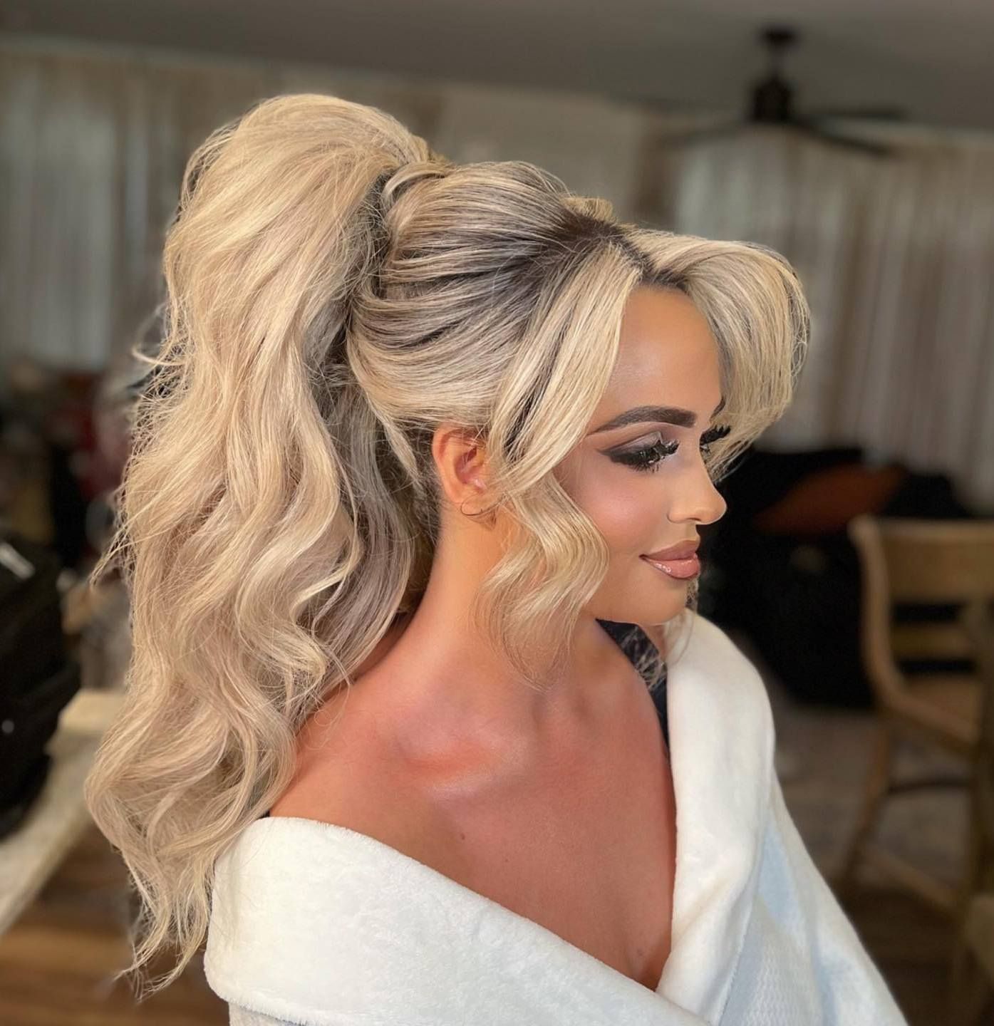 Platinum Blonde Ponytail Platinum Blonde Ponytail — Ponytail with Curtain Bangs